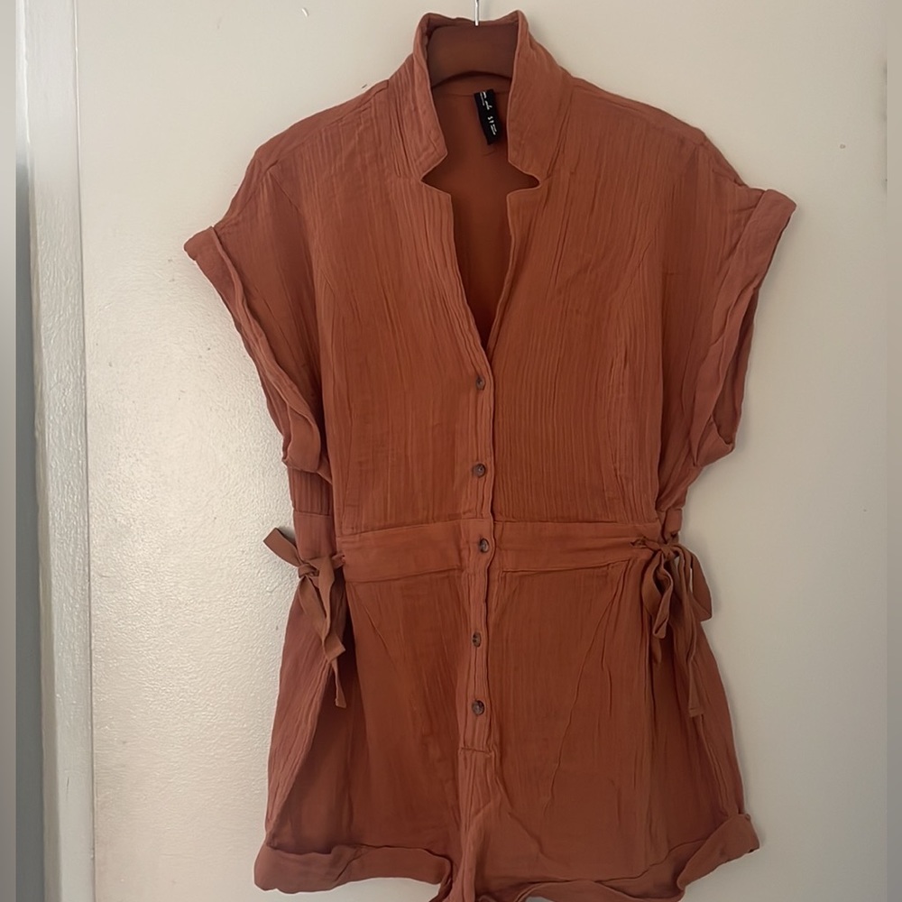 Free People button up Linen Romper Jumpsuit